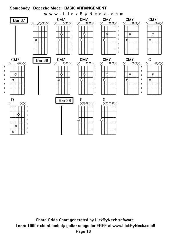 Chord Grids Chart of chord melody fingerstyle guitar song-Somebody - Depeche Mode - BASIC ARRANGEMENT,generated by LickByNeck software.